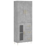 Credenza Grigio Cemento 69,5x34x180 cm in Legno Multistrato