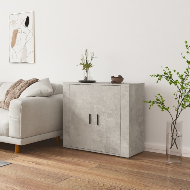 Credenza Grigio Cemento 80x33x70 cm in Legno Multistrato