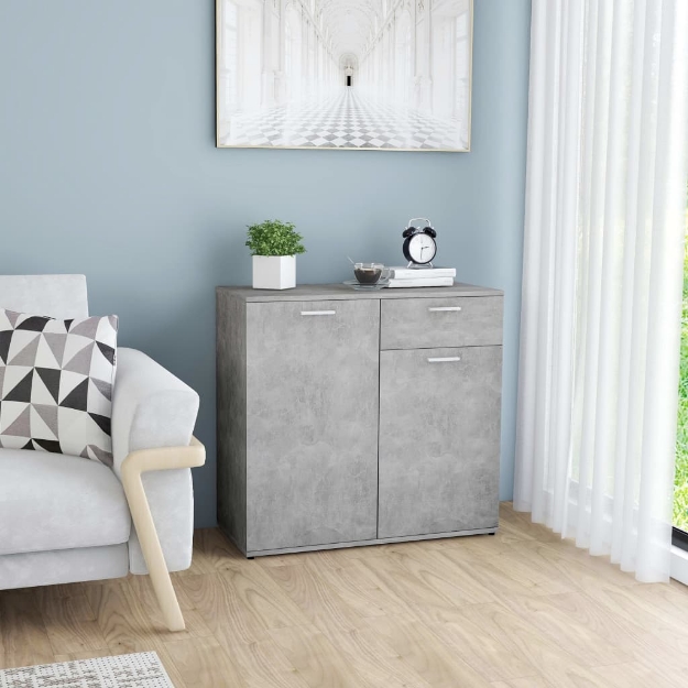 Credenza Grigio Cemento 80x36x75 cm in Legno Multistrato