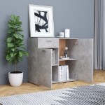 Credenza Grigio Cemento 80x36x75 cm in Legno Multistrato