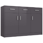 Credenza Grigio Lucido 110x30x75 cm in Legno Multistrato