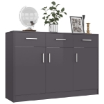 Credenza Grigio Lucido 110x30x75 cm in Legno Multistrato