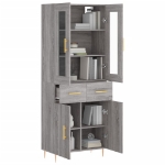 Credenza Grigio Sonoma 69,5x34x180 cm in Legno Multistrato