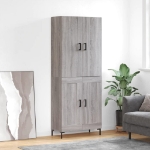 Credenza Grigio Sonoma 69,5x34x180 cm in Legno Multistrato