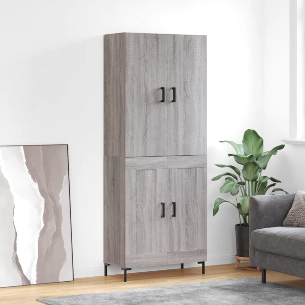 Credenza Grigio Sonoma 69,5x34x180 cm in Legno Multistrato
