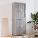 Credenza Grigio Sonoma 69,5x34x180 cm in Legno Multistrato