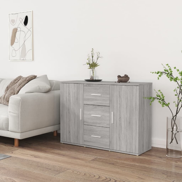 Credenza Grigio Sonoma 91x29,5x65 cm in Legno Multistrato