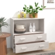 Credenza HAMAR Bianca 85x35x80 cm in Legno Massello di Pino