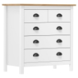 Credenza Hill Bianca 79x40x80 cm in Legno Massello di Pino