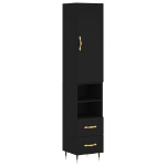 Credenza Nera 34,5x34x180 cm in Legno Multistrato
