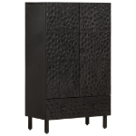 Credenza Nera 60x33x100 cm in Legno Massello di Mango