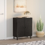 Credenza Nera 60x33x75 cm in Legno Massello di Mango