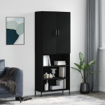 Credenza Nera 69,5x34x180 cm in Legno Multistrato