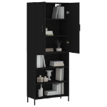 Credenza Nera 69,5x34x180 cm in Legno Multistrato