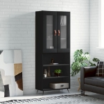 Credenza Nera 69,5x34x180 cm in Legno Multistrato