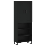 Credenza Nera 69,5x34x180 cm in Legno Multistrato