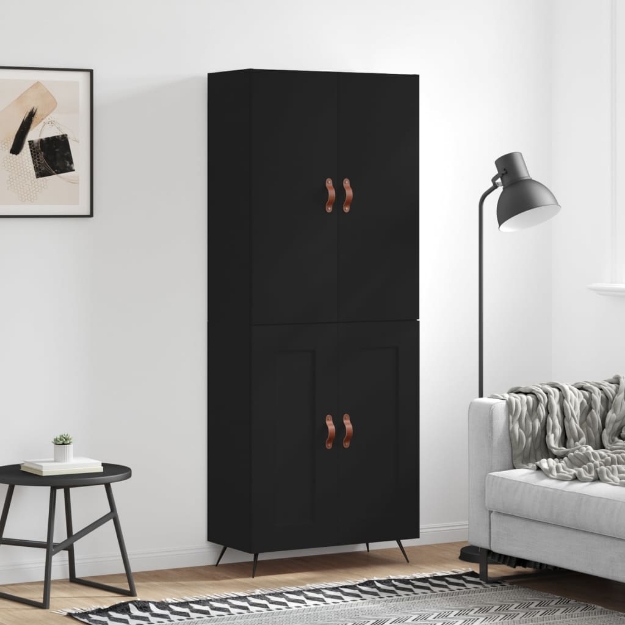 Credenza Nera 69,5x34x180 cm in Legno Multistrato