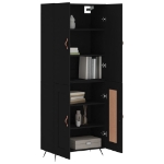 Credenza Nera 69,5x34x180 cm in Legno Multistrato