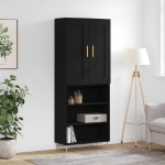 Credenza Nera 69,5x34x180 cm in Legno Multistrato