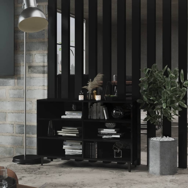 Credenza Nero Lucido 103,5x35x70 cm in Legno Multistrato