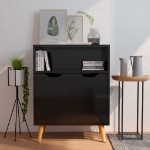 Credenza Nero Lucido 60x30x72 cm in Legno Multistrato