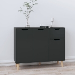 Credenza Nero Lucido 90x30x72 cm in Legno Multistrato