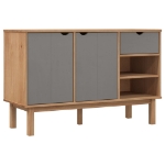 Credenza OTTA Marrone e Grigio 114x43x73,5 cm in Legno di Pino