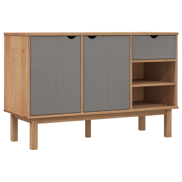 Credenza OTTA Marrone e Grigio 114x43x73,5 cm in Legno di Pino