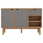 Credenza OTTA Marrone e Grigio 114x43x73,5 cm in Legno di Pino