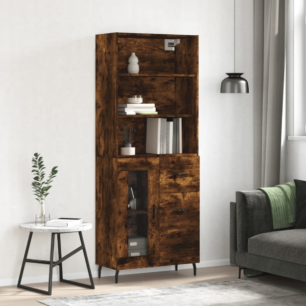 Credenza Rovere Fumo  69,5x34x180 cm in Legno Multistrato