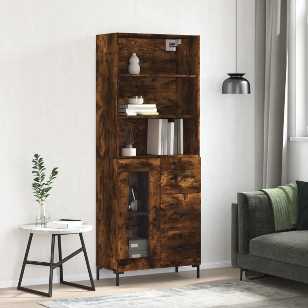 Credenza Rovere Fumo  69,5x34x180 cm in Legno Multistrato