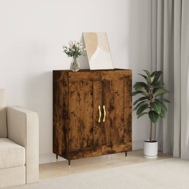 Credenza Rovere Fumo 69,5x34x90 cm in Legno Multistrato