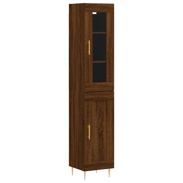 Credenza Rovere Marrone 34,5x34x180 cm in Legno Multistrato