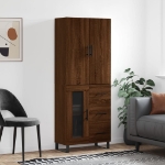 Credenza Rovere Marrone 69,5x34x180 cm in Legno Multistrato