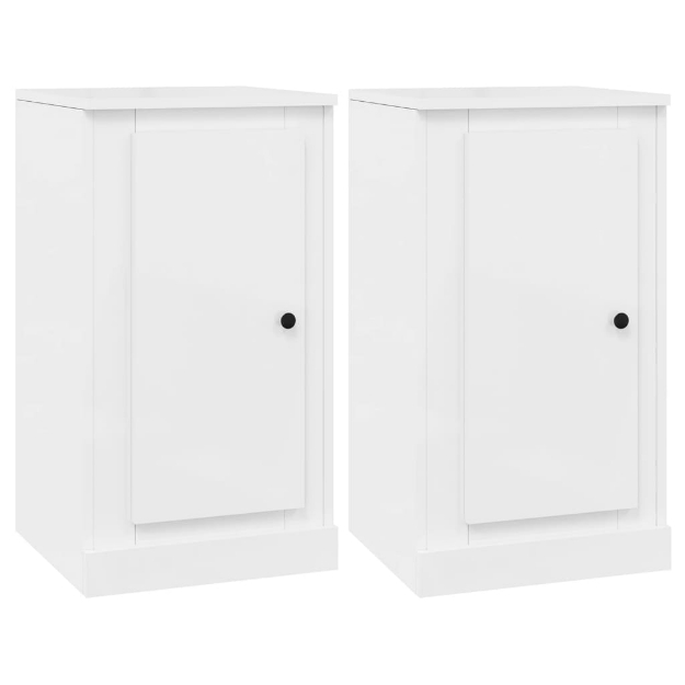 Credenze 2 pz Bianco Lucido 37,5x35,5x67,5 cm Legno Multistrato