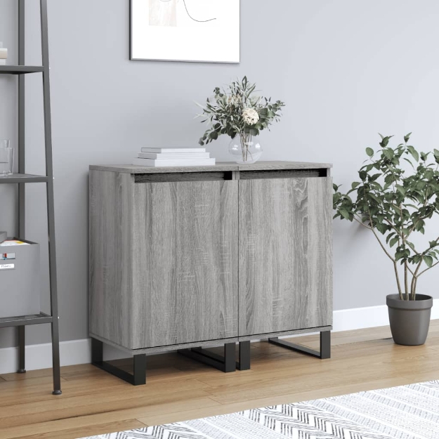 Credenze 2 pz Grigio Sonoma 40x35x70 cm in Legno Multistrato