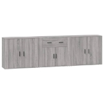 Credenze 3 pz Grigio Sonoma in Legno Multistrato