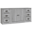 Credenze 3 pz Grigio Sonoma in Legno Multistrato
