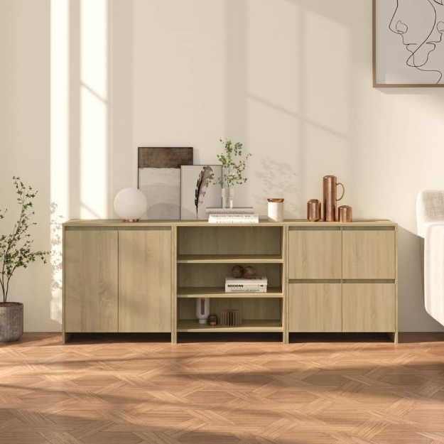 Credenze 3 pz Rovere Sonoma in Legno Multistrato