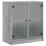 Mobile con Ante in Vetro Grigio Sonoma 68x37x75,5 cm