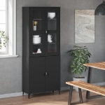 Piano per Credenza VIKEN Nero in Legno Massello di Pino