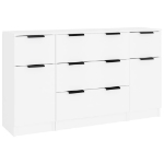 Set di Credenze 3 pz in Legno Multistrato Bianco