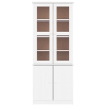 Vetrina ALTA Bianca 77x35x186,5 cm in Legno Massello di Pino