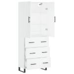 Credenza Bianca 69,5x34x180 cm in Legno Multistrato