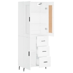 Credenza Bianca 69,5x34x180 cm in Legno Multistrato