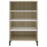 Credenza Bianca e Rovere Sonoma 57x35x90 cm Legno Multistrato