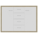Credenza Bianca e Rovere Sonoma 88x30x65cm in Legno Multistrato