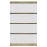 Credenza Bianca e Sonoma 60x35x98,5 cm in Legno Multistrato