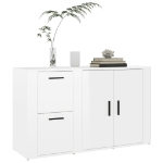 Credenza Bianco Lucido 100x33x59,5 cm in Legno Multistrato