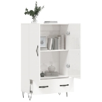 Credenza Bianco Lucido 69,5x31x115 cm in Legno Multistrato